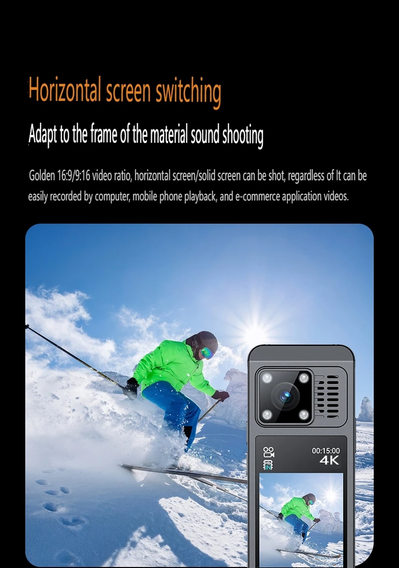 4K WiFi Action Camera，360 Degree Panoramic Thumb Sport Camera，Motorcycle Riding Stabilization Bodycam Wearable Video Camera
