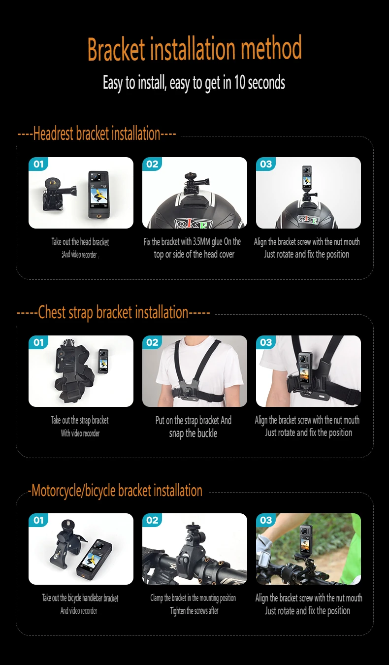 4K WiFi Action Camera，360 Degree Panoramic Thumb Sport Camera，Motorcycle Riding Stabilization Bodycam Wearable Video Camera