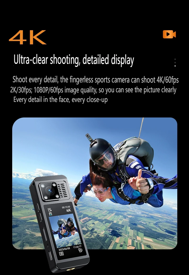 4K WiFi Action Camera，360 Degree Panoramic Thumb Sport Camera，Motorcycle Riding Stabilization Bodycam Wearable Video Camera