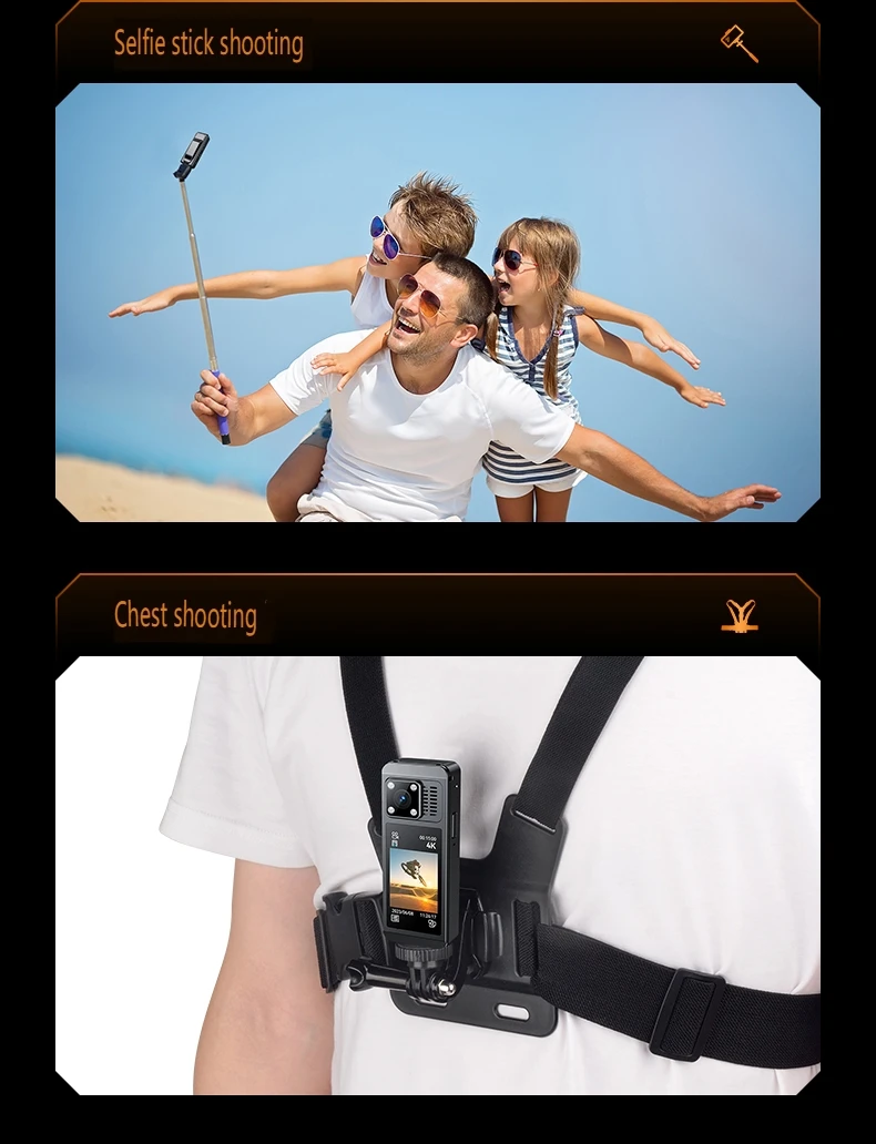 4K WiFi Action Camera，360 Degree Panoramic Thumb Sport Camera，Motorcycle Riding Stabilization Bodycam Wearable Video Camera