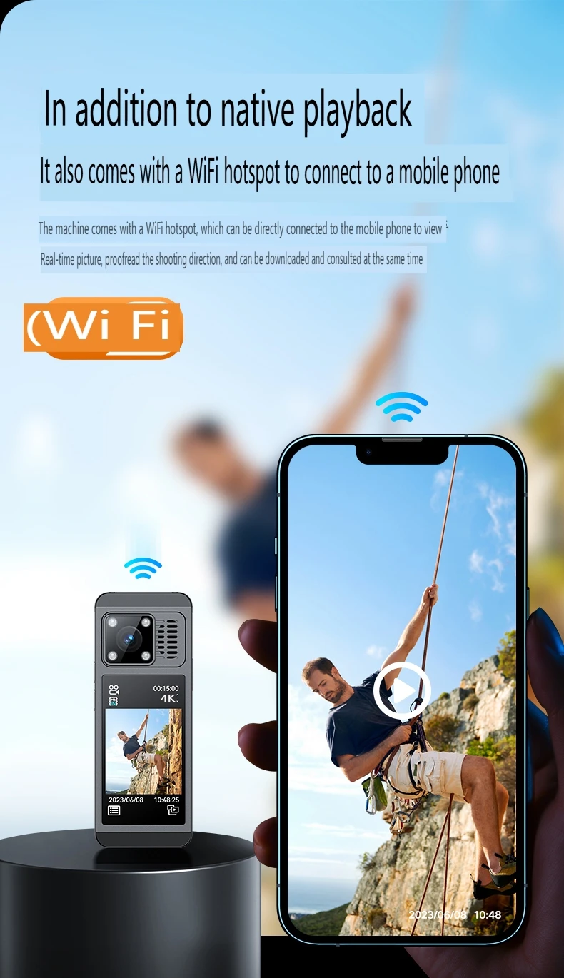4K WiFi Action Camera，360 Degree Panoramic Thumb Sport Camera，Motorcycle Riding Stabilization Bodycam Wearable Video Camera