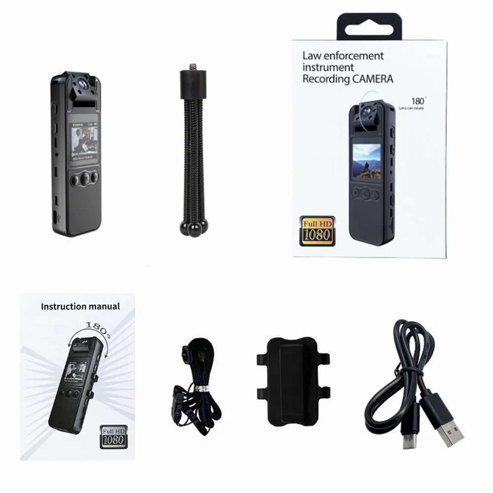 NEW 1080P HD Mini Camera Portable Digital Video Recorder BodyCam 180 Rotating Infrared Night Vision Police Cam Small Camcorder NEW 1080P HD Mini Camera Portable Digital Video Recorder BodyCam 180 Rotating Infrared Night Vision Police Cam Small Camcorder