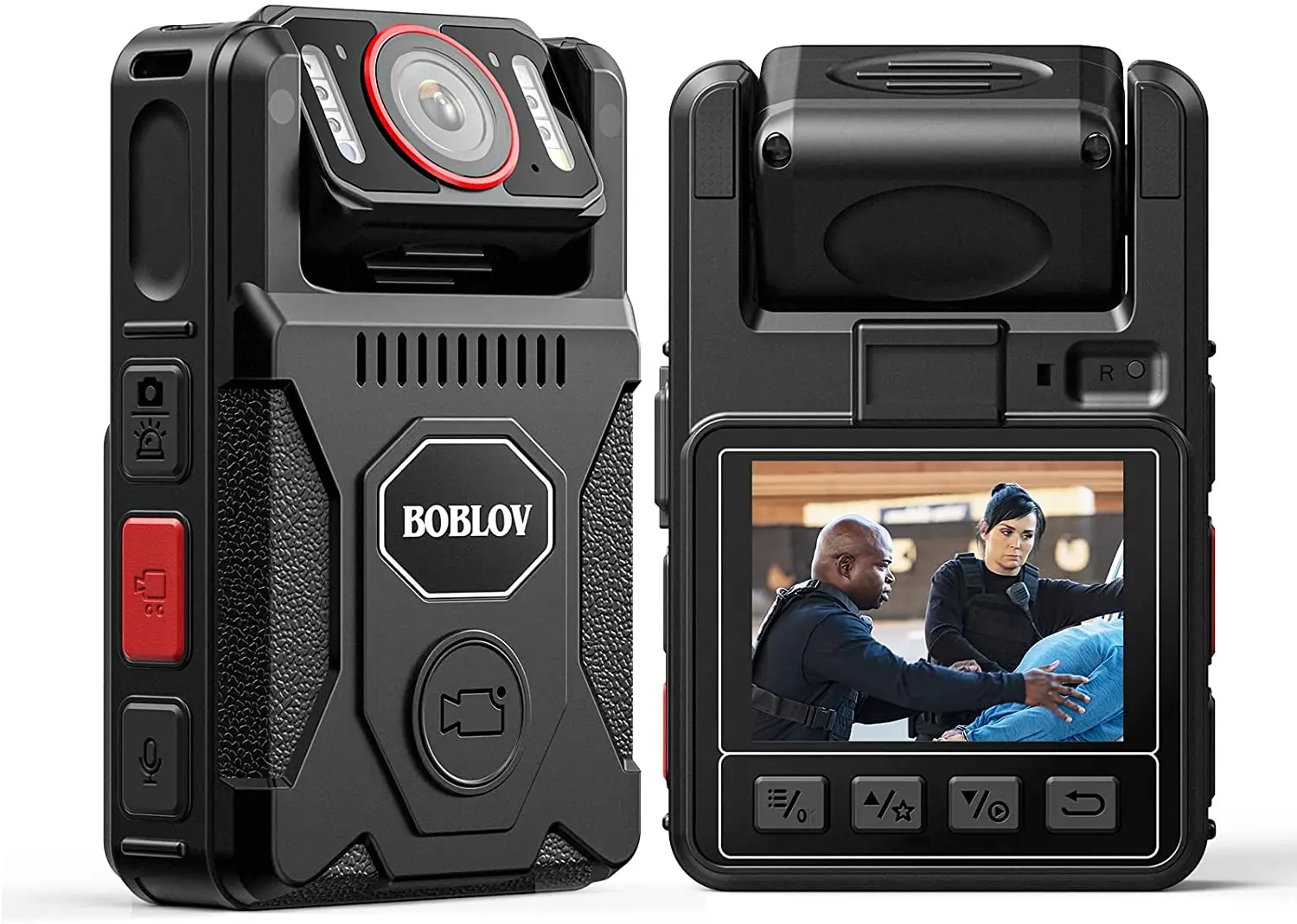 BOBLOV M7 Pro 4K GPS Body Mounted Camera 128GB Video Recorder 180° Rotate Camera 4000mAh Battery for 15 Hours Recording Bodycam