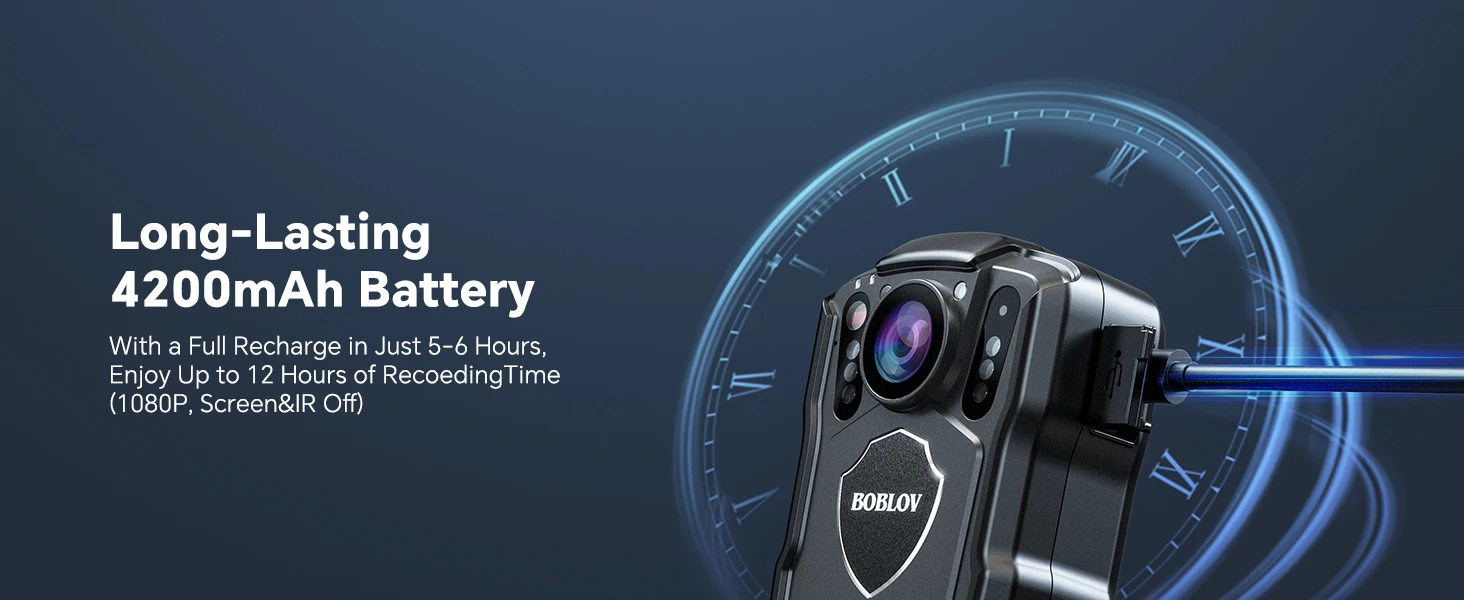 Updated BOBLOV M5 Police Body Cam GPS Recorder 1440P Body Mounted Cam 256GB Bodycam Night Vision IP67 Dashcam 4200mAh Battery