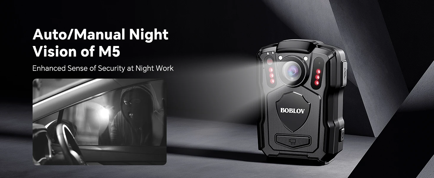 Updated BOBLOV M5 Police Body Cam GPS Recorder 1440P Body Mounted Cam 256GB Bodycam Night Vision IP67 Dashcam 4200mAh Battery