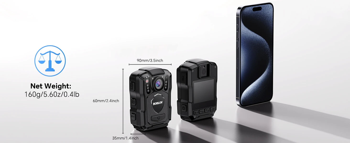 Updated BOBLOV M5 Police Body Cam GPS Recorder 1440P Body Mounted Cam 256GB Bodycam Night Vision IP67 Dashcam 4200mAh Battery