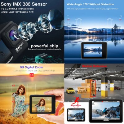 Action Camera G9SE 5K 4K60FPS 50MP 2.0 Touch LCD EIS Dual Screen Wi-Fi 170D Pre-Record DVR Waterproof 30M 5X Zoom Sports Camera - Image 3