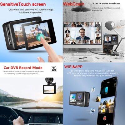 Action Camera G9SE 5K 4K60FPS 50MP 2.0 Touch LCD EIS Dual Screen Wi-Fi 170D Pre-Record DVR Waterproof 30M 5X Zoom Sports Camera - Image 2