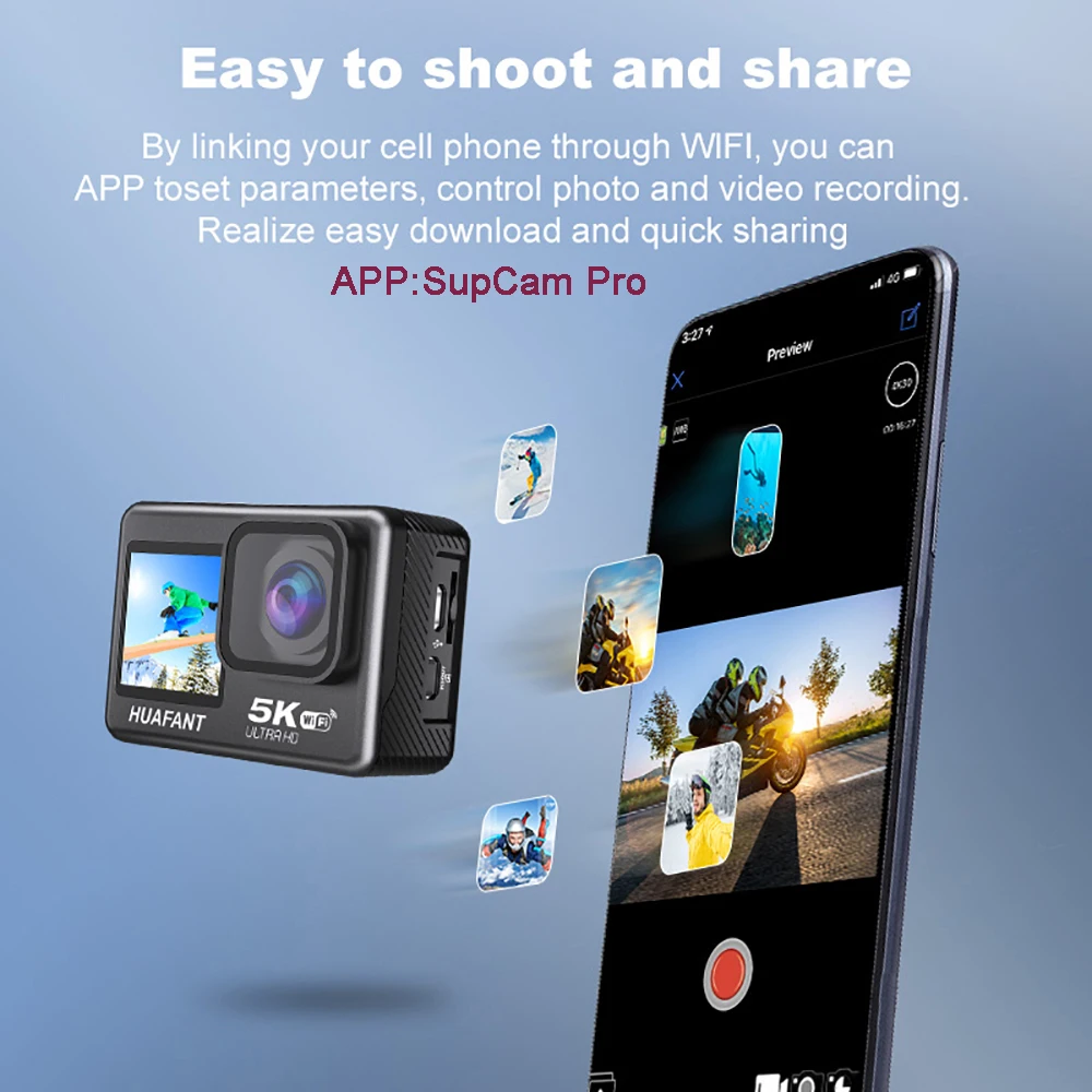 Action Camera G9SE 5K 4K60FPS 50MP 2.0 Touch LCD EIS Dual Screen Wi-Fi 170D Pre-Record DVR Waterproof 30M 5X Zoom Sports Camera Action Camera G9SE 5K 4K60FPS 50MP 2.0 Touch LCD EIS Dual Screen Wi-Fi 170D Pre-Record DVR Waterproof 30M 5X Zoom Sports Camera