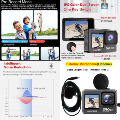 Action Camera G9SE 5K 4K60FPS 50MP 2.0 Touch LCD EIS Dual Screen Wi-Fi 170D Pre-Record DVR Waterproof 30M 5X Zoom Sports Camera - Image 5