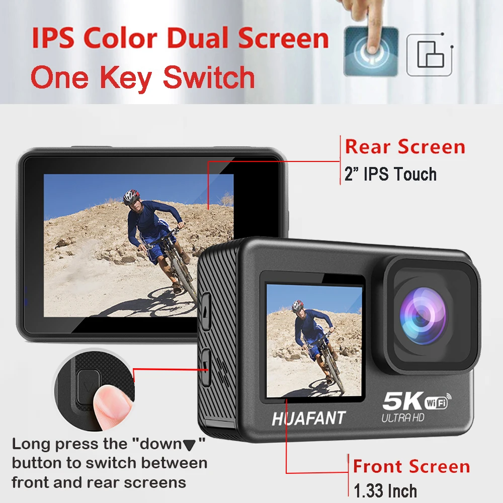 Action Camera G9SE 5K 4K60FPS 50MP 2.0 Touch LCD EIS Dual Screen Wi-Fi 170D Pre-Record DVR Waterproof 30M 5X Zoom Sports Camera Action Camera G9SE 5K 4K60FPS 50MP 2.0 Touch LCD EIS Dual Screen Wi-Fi 170D Pre-Record DVR Waterproof 30M 5X Zoom Sports Camera