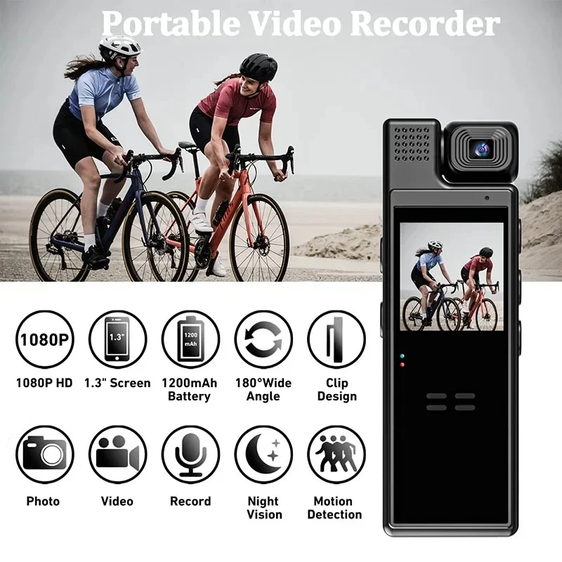 HD Mini Camera L9 1.3inch Screen 1080P Sports  Portable Digital Video Recorder BodyCam Infrared Night Vision Police Camcorder