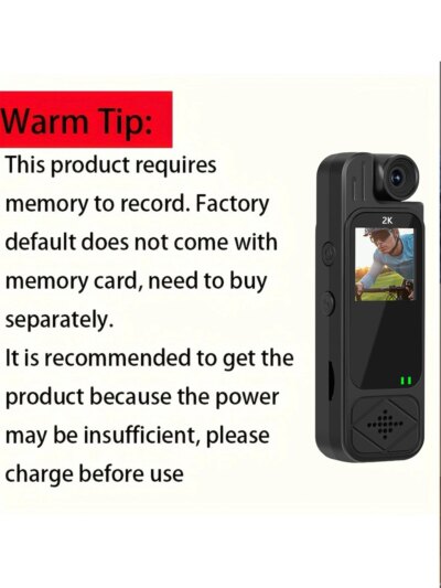 2K Sports HD Mini Camera Outdoor Portable Digital Video Recorder BodyCam Night Vision Police Camcorder 180° Rotating Bike Camera - Image 5