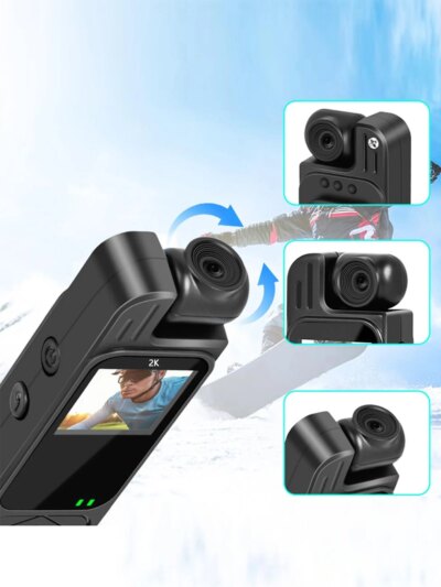 2K Sports HD Mini Camera Outdoor Portable Digital Video Recorder BodyCam Night Vision Police Camcorder 180° Rotating Bike Camera - Image 3
