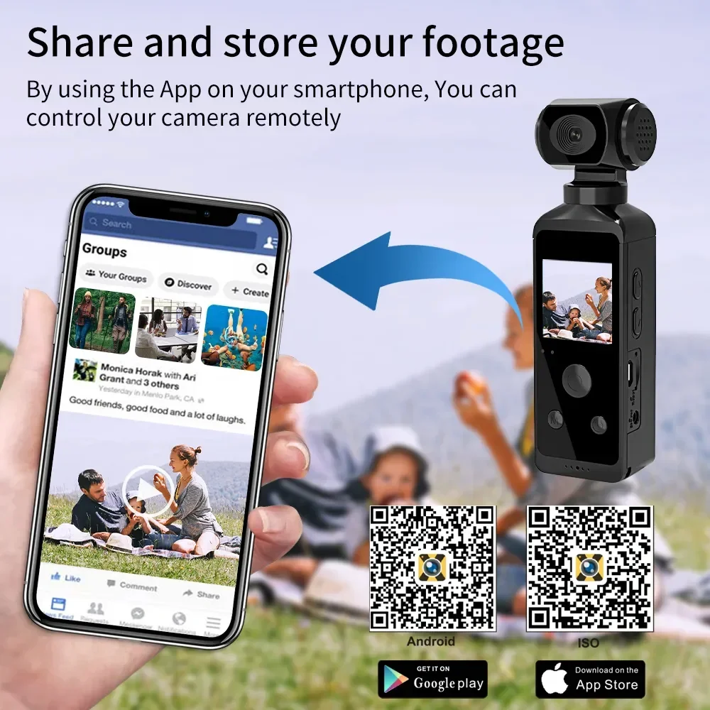 4K 1080P Pocket Action Camcorder HD Sports Cam 1.3 LCD Screen 270 Rotate Wifi Mini Camera with Waterproof Case Motion Camera