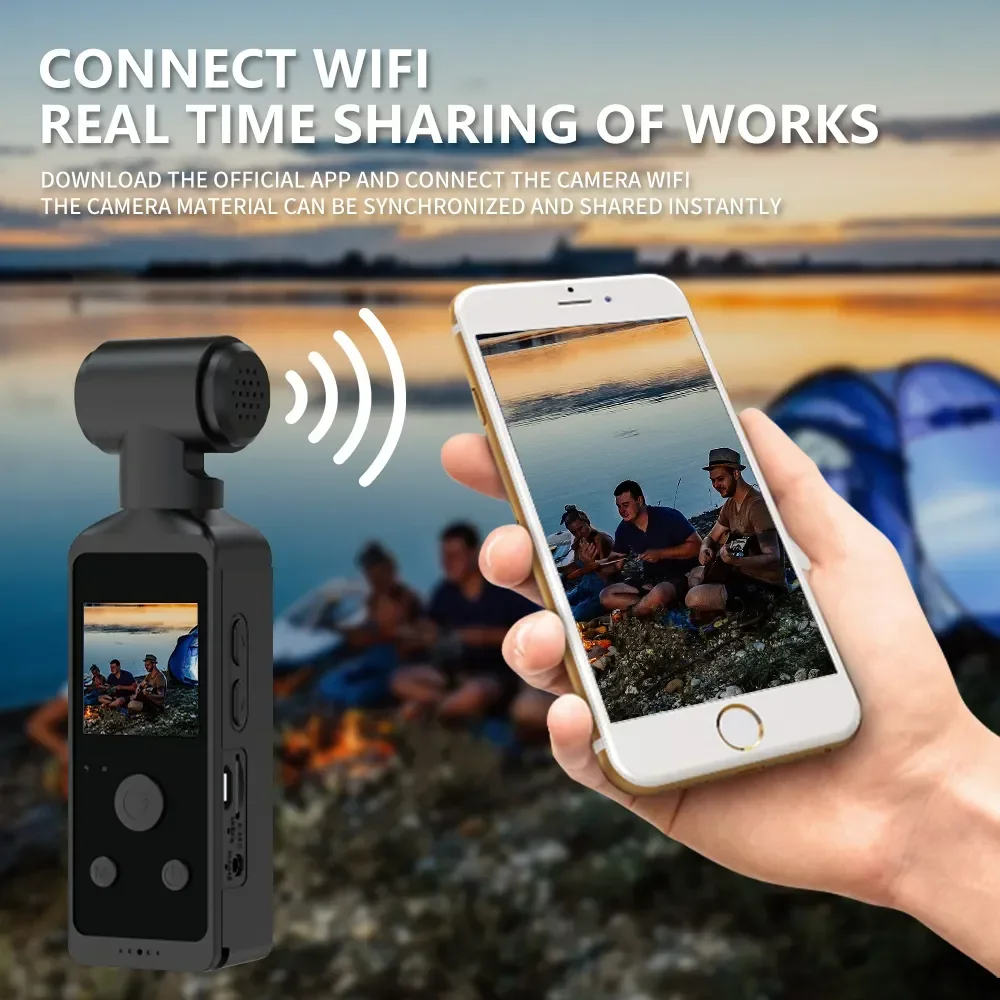 4K 1080P Pocket Action Camcorder HD Sports Cam 1.3 LCD Screen 270 Rotate Wifi Mini Camera with Waterproof Case Motion Camera