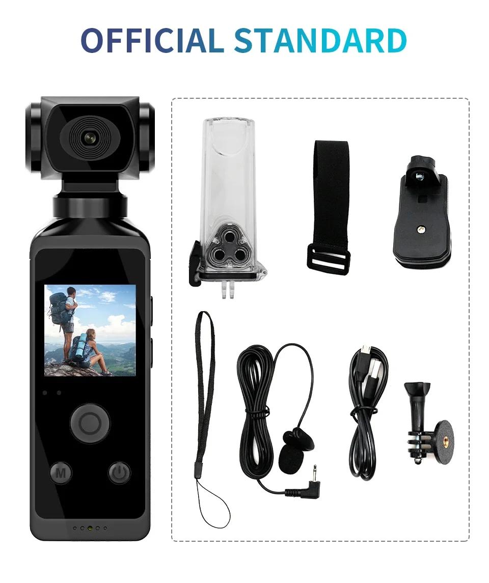 4K 1080P Pocket Action Camcorder HD Sports Cam 1.3 LCD Screen 270 Rotate Wifi Mini Camera with Waterproof Case Motion Camera