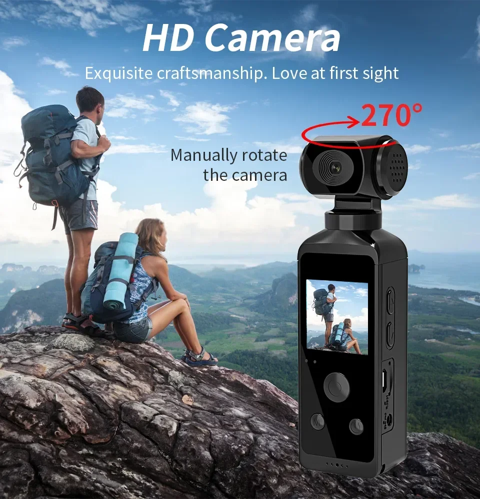 4K 1080P Pocket Action Camcorder HD Sports Cam 1.3 LCD Screen 270 Rotate Wifi Mini Camera with Waterproof Case Motion Camera