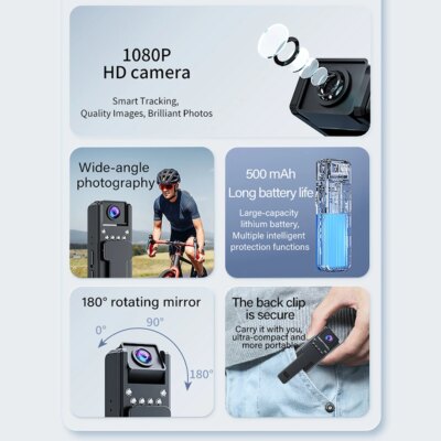 1080P HD Mini Camera Portable Digital Video Recorder BodyCam Infrared Night Vision Police Cam Small Bike Camcorder - Image 2