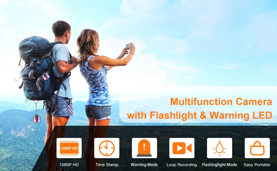 Telele W8 Wearable Bodycam 1080P HD 1000mAh Lithium Battery Night Vision IP65 Waterproof Portable Action Camera