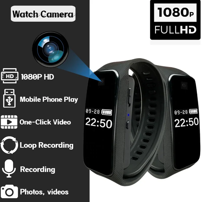 Mini HD 1080P Camera Video Bracelet Camera Sports Wristband Camera Wearable Watch Cam Micro Camera Sports DV Hidden TF Card