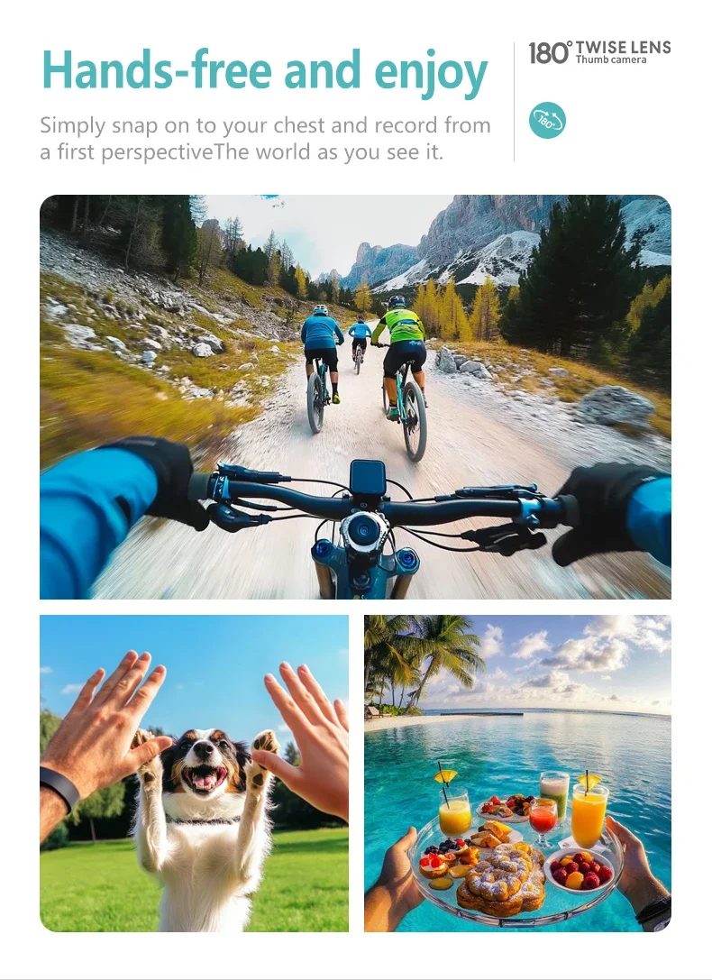 1.5Inch 2.7K UHD Wifi Action Camera Dash Action Moto 180° Rotation Wide Angle 1080P Small Motorcycle Video Bodycams for Cycling