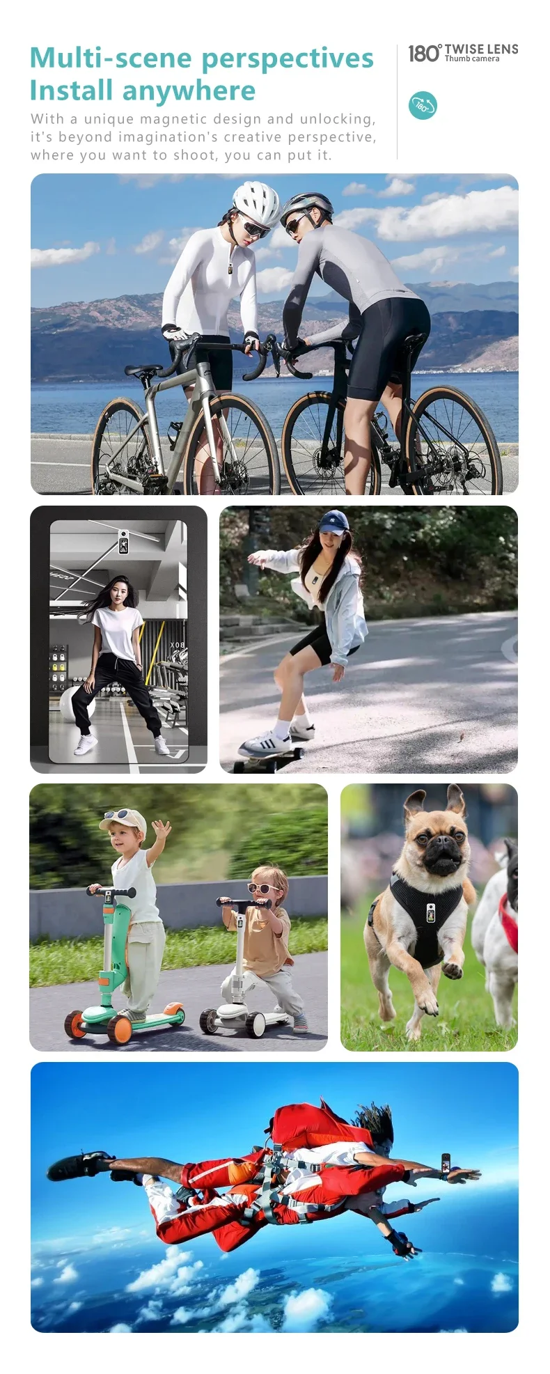 1.5Inch 2.7K UHD Wifi Action Camera Dash Action Moto 180° Rotation Wide Angle 1080P Small Motorcycle Video Bodycams for Cycling