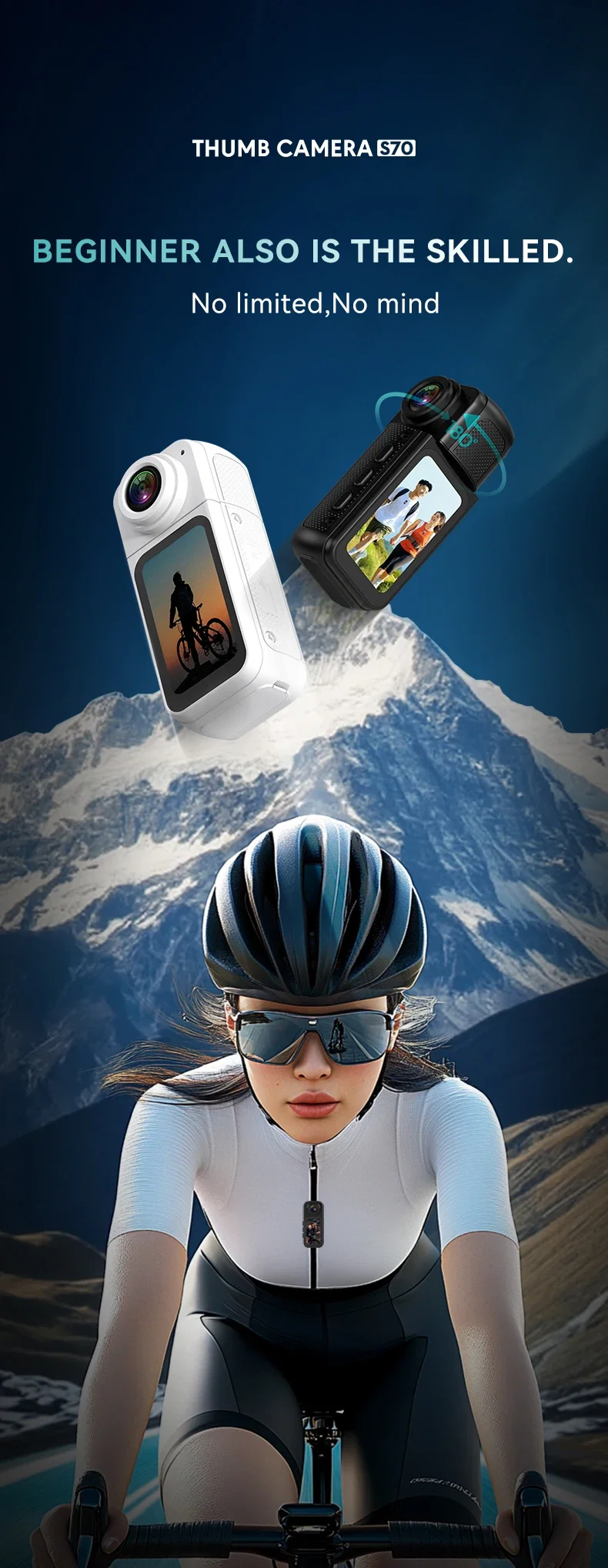1.5Inch 2.7K UHD Wifi Action Camera Dash Action Moto 180° Rotation Wide Angle 1080P Small Motorcycle Video Bodycams for Cycling