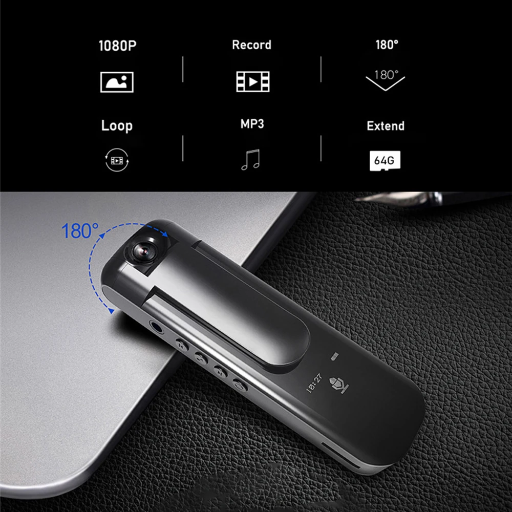 Mini Body Camera 1080P HD Video Camcorder 180° Rotating Night Vision Digital Pen Voice Recorder MP3 Player Bodycam Mini Body Camera 1080P HD Video Camcorder 180° Rotating Night Vision Digital Pen Voice Recorder MP3 Player Bodycam