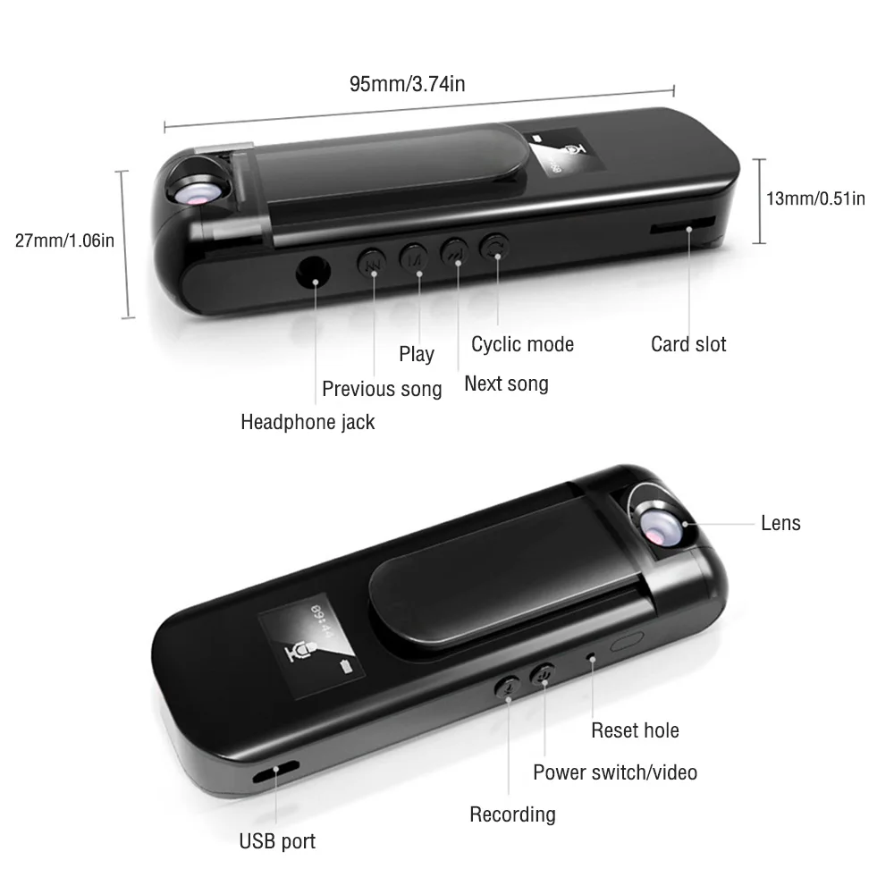 Mini Body Camera 1080P HD Video Camcorder 180° Rotating Night Vision Digital Pen Voice Recorder MP3 Player Bodycam Mini Body Camera 1080P HD Video Camcorder 180° Rotating Night Vision Digital Pen Voice Recorder MP3 Player Bodycam