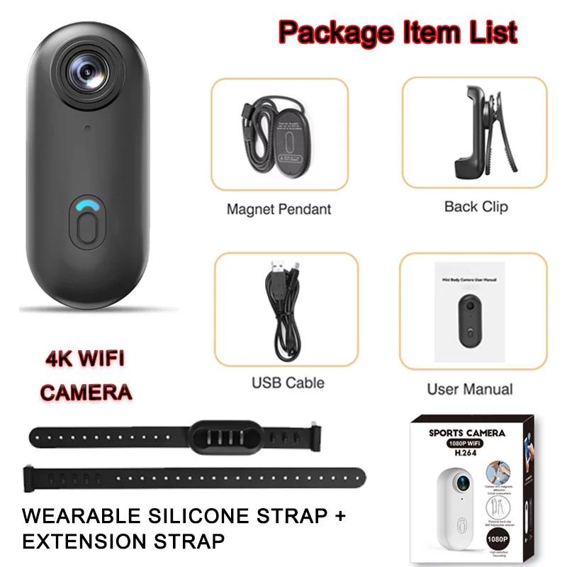 Magnetic POV 4K Ultra Mini Action Cam Wireless WiFi Wearable Camera YouTube Influencers Pocket Vlog Recorder HD Travel Bodycam Magnetic POV 4K Ultra Mini Action Cam Wireless WiFi Wearable Camera YouTube Influencers Pocket Vlog Recorder HD Travel Bodycam