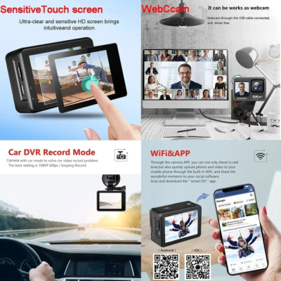 Action Camera 5K30FPS 4K60FPS 48MP 2.0 Touch LCD EIS Dual Screen Wi-Fi 170D DVR Webcam Waterproof 30M 5X Zoom Sports Camera - Image 3