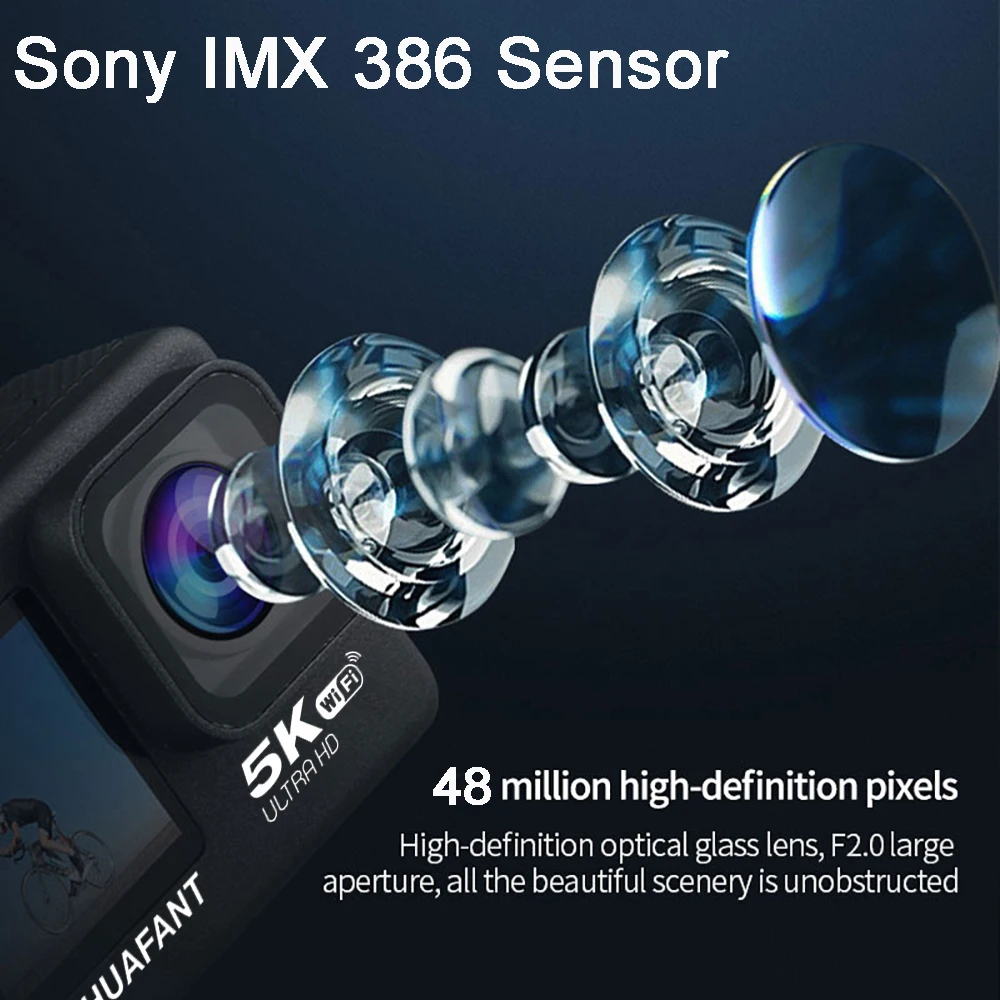Action Camera 5K30FPS 4K60FPS 48MP 2.0 Touch LCD EIS Dual Screen Wi-Fi 170D DVR Webcam Waterproof 30M 5X Zoom Sports Camera Action Camera 5K30FPS 4K60FPS 48MP 2.0 Touch LCD EIS Dual Screen Wi-Fi 170D DVR Webcam Waterproof 30M 5X Zoom Sports Camera