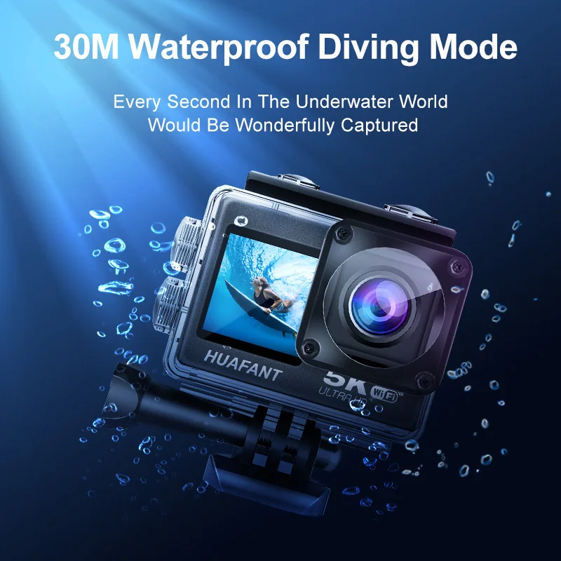 Action Camera 5K30FPS 4K60FPS 48MP 2.0 Touch LCD EIS Dual Screen Wi-Fi 170D DVR Webcam Waterproof 30M 5X Zoom Sports Camera Action Camera 5K30FPS 4K60FPS 48MP 2.0 Touch LCD EIS Dual Screen Wi-Fi 170D DVR Webcam Waterproof 30M 5X Zoom Sports Camera