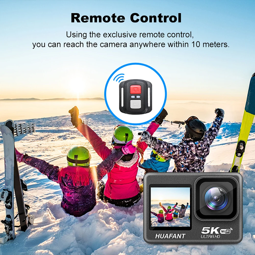Action Camera 5K30FPS 4K60FPS 48MP 2.0 Touch LCD EIS Dual Screen Wi-Fi 170D DVR Webcam Waterproof 30M 5X Zoom Sports Camera Action Camera 5K30FPS 4K60FPS 48MP 2.0 Touch LCD EIS Dual Screen Wi-Fi 170D DVR Webcam Waterproof 30M 5X Zoom Sports Camera