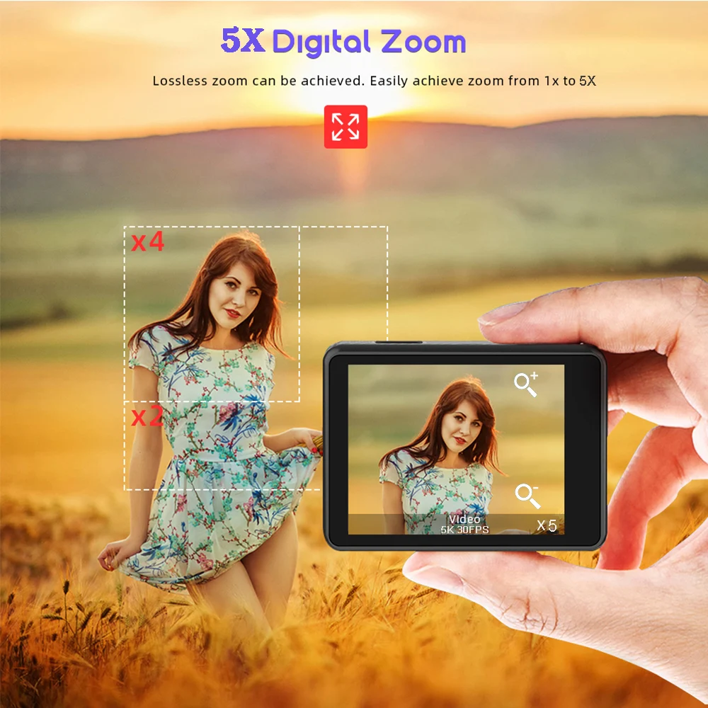 Action Camera 5K30FPS 4K60FPS 48MP 2.0 Touch LCD EIS Dual Screen Wi-Fi 170D DVR Webcam Waterproof 30M 5X Zoom Sports Camera Action Camera 5K30FPS 4K60FPS 48MP 2.0 Touch LCD EIS Dual Screen Wi-Fi 170D DVR Webcam Waterproof 30M 5X Zoom Sports Camera