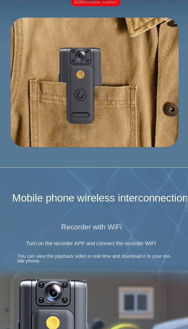 WIFI Camera 1080P Police Body Camera Video Recorder Motorcycle 180° Rotating Bike Sport Camera Night Vision Motion Detection