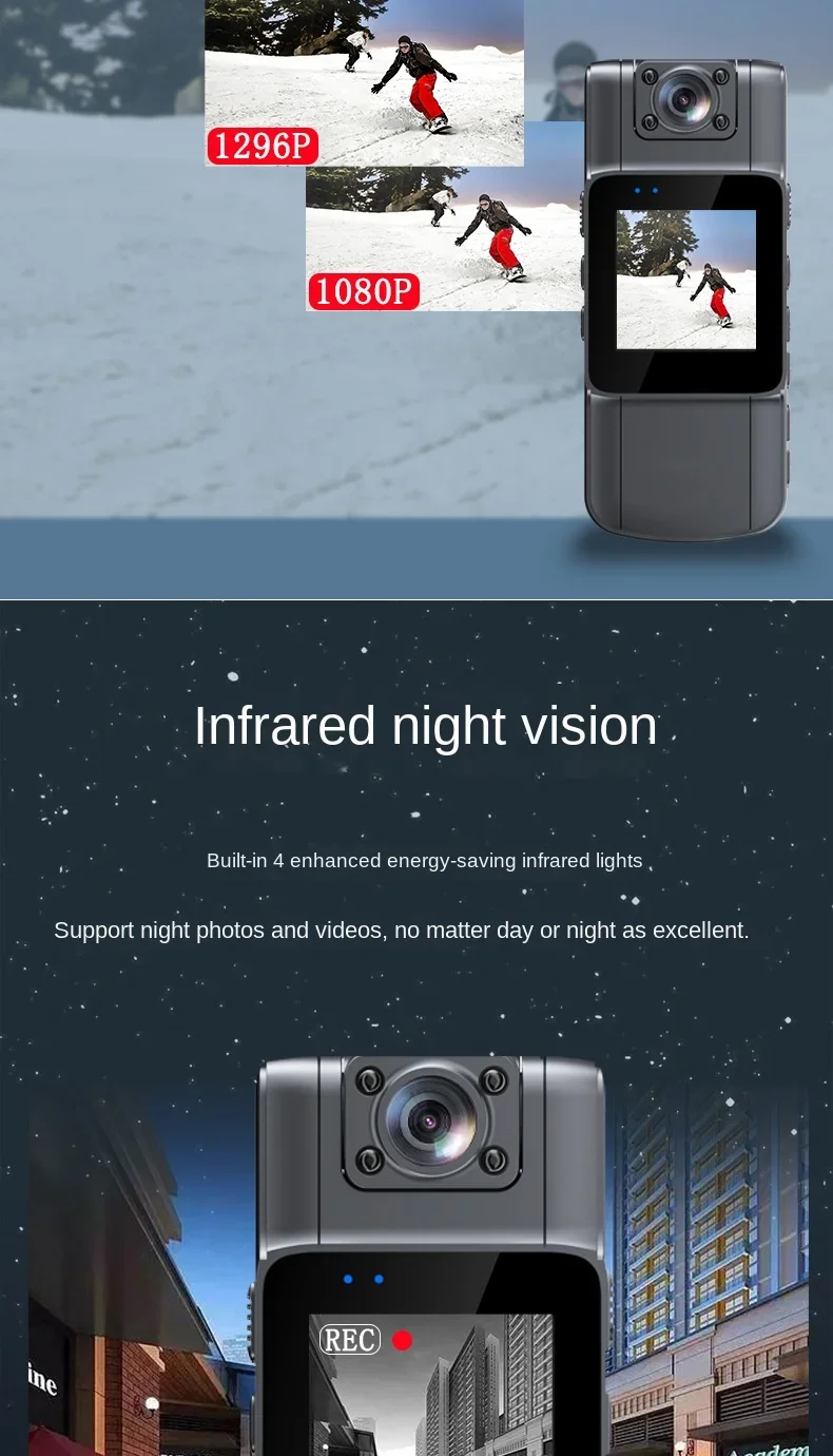 WIFI Camera 1080P Police Body Camera Video Recorder Motorcycle 180° Rotating Bike Sport Camera Night Vision Motion Detection