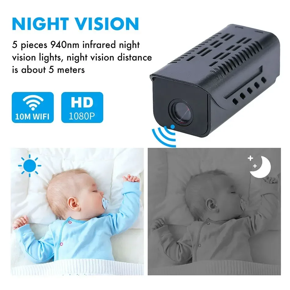 1080P HD Mini Wifi Camera Smart Home Video Recorder IR Night Vision Security Subminiature Camcorder Micro Built-in Power Battery