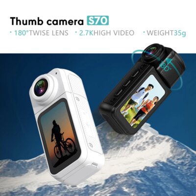 S70 2.7K HD Small Sports Cam 180° Rotate WiFi Thumb Camera Wearable WIFI Bodycam Magnetic Video Recorder Camcorder for Sports - Image 3