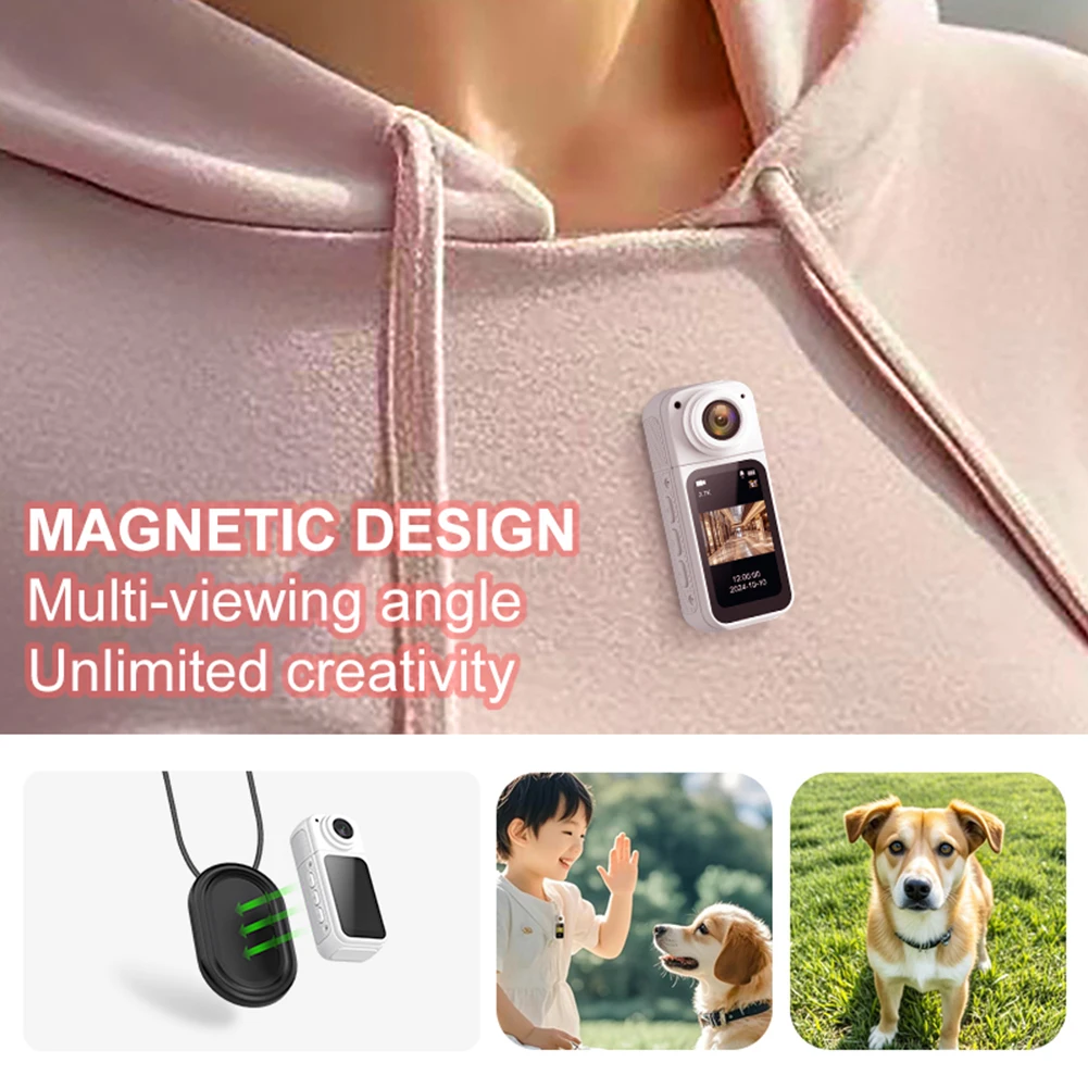 S70 2.7K HD Small Sports Cam 180° Rotate WiFi Thumb Camera Wearable WIFI Bodycam Magnetic Video Recorder Camcorder for Sports