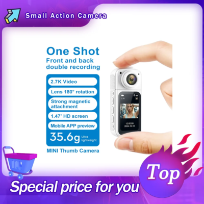 Small Action Camera Sports Cam Bodycam Rotating Lens Go WiFi Digital Pro Video Runcam Instant for Hero 10 11 12 13 Photography