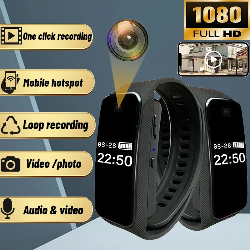 1080P HD Mini Camera Smart Watch Camera Portable Outdoor Sports DV Sports Bracelet Cam Supports Mobile Hotspot Viewing 1080P HD Mini Camera Smart Watch Camera Portable Outdoor Sports DV Sports Bracelet Cam Supports Mobile Hotspot Viewing