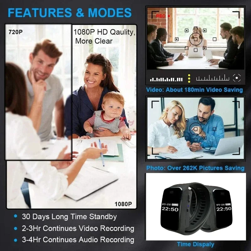 1080P HD Mini Camera Smart Watch Camera Portable Outdoor Sports DV Sports Bracelet Cam Supports Mobile Hotspot Viewing 1080P HD Mini Camera Smart Watch Camera Portable Outdoor Sports DV Sports Bracelet Cam Supports Mobile Hotspot Viewing