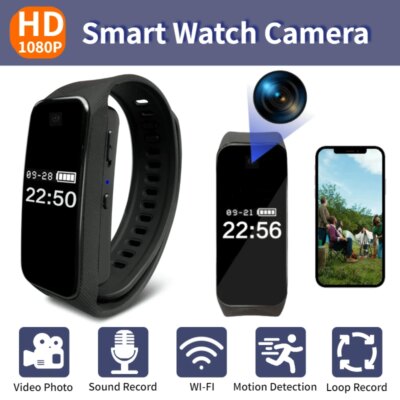 1080P HD Mini Camera Smart Watch Camera Portable Outdoor Sports DV Sports Bracelet Cam Supports Mobile Hotspot Viewing