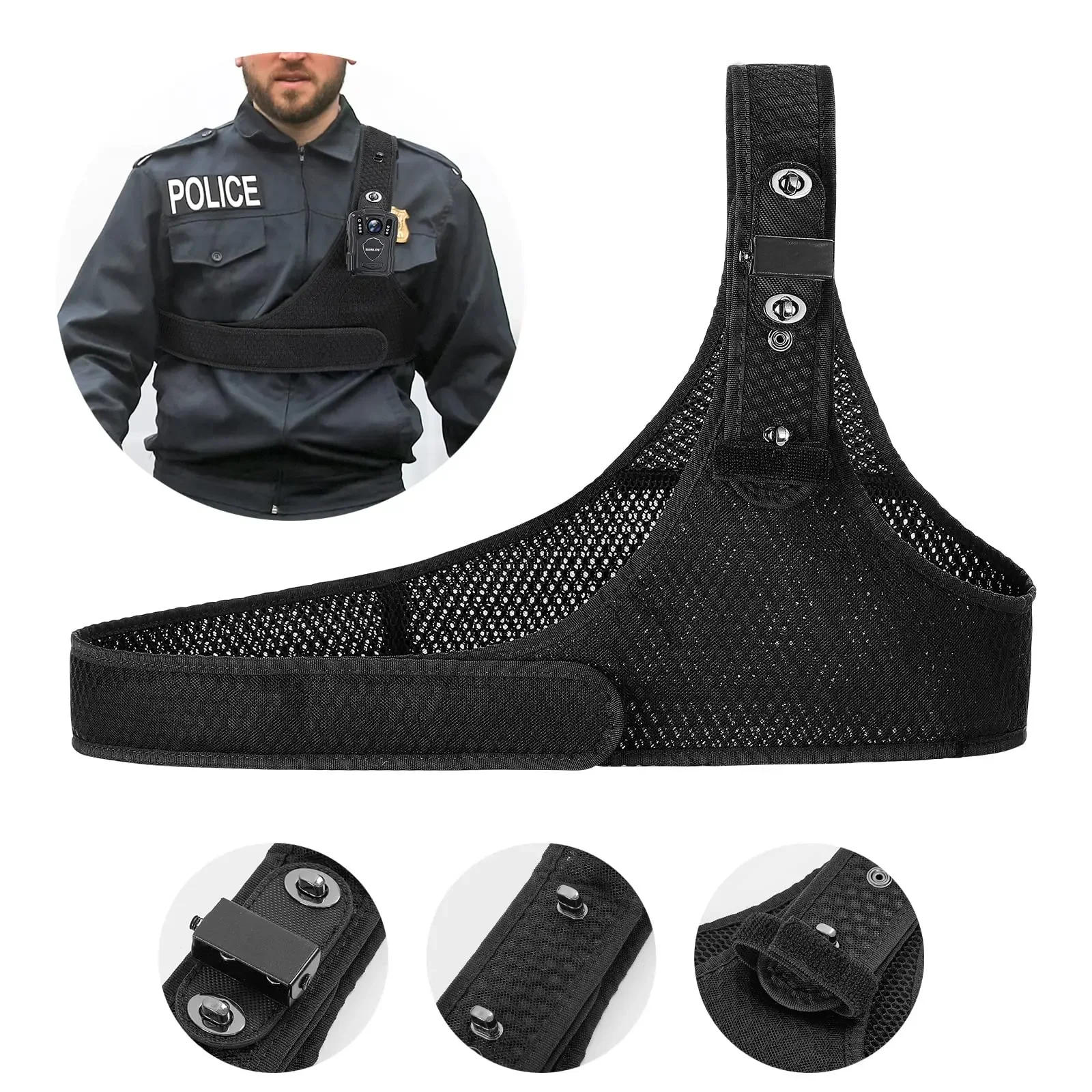 BOBLOV Body Camera Chest Vest Durable Shoulder Single Vest for All Body Camcorder Velcro Wearing Bodycam Belt Cam Shoulder Strap