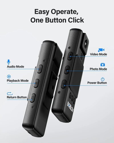 BOBLOV A23 Infrared Night Vision Mini Camera 1080P 180 Rotating len Video Recorder Small Camcorder Police BodyCam Magnetic Clips - Image 3