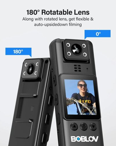 BOBLOV A23 Infrared Night Vision Mini Camera 1080P 180 Rotating len Video Recorder Small Camcorder Police BodyCam Magnetic Clips - Image 2