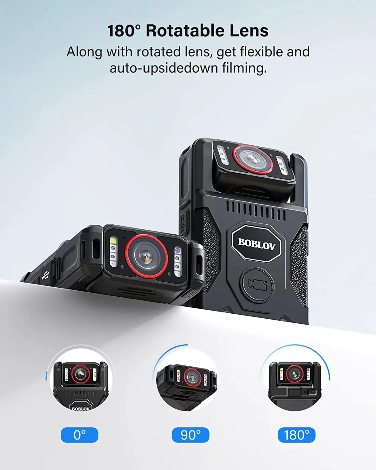 BOBLOV M7 Pro 4K Body Cameras  Mini Camera With LCD Screen 256GB Video Recorder GPS Bodycam 180° Rotate Camera  Police Cam