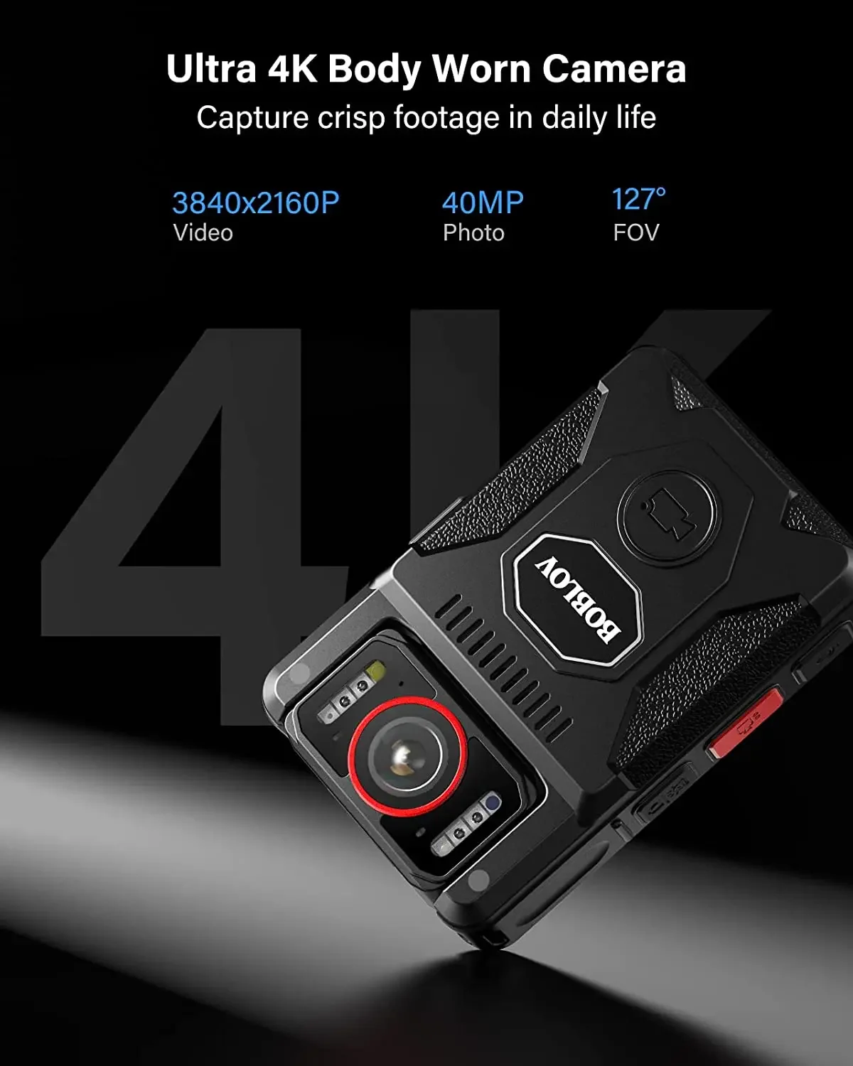 BOBLOV M7 Pro 4K Body Cameras  Mini Camera With LCD Screen 256GB Video Recorder GPS Bodycam 180° Rotate Camera  Police Cam